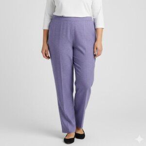 Alfred Dunner Elastic Waist Purple 16 Proportioned Dress Pants NWT